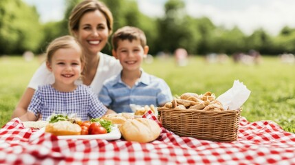 A family picnicking together in a lush vibrant park surrounded by nature and using biodegradable tableware   a symbol of their eco conscious lifestyle and commitment to sustainability