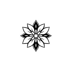 Fototapeta premium Elegant Black and White Floral Mandala Design: A Geometric Flower Pattern for Art, Decor, and Graphic Projects