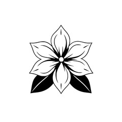 Elegant Black and White Flower Illustration: Simple Floral Design, Botanical Line Art, Minimalist Graphic, Nature Sketch, Vintage Bloom