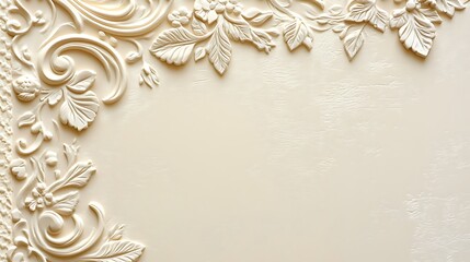 Cream floral stucco border, blank space