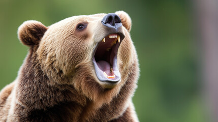 Obraz premium big bear approach, bear encounters in the wild, bear behavior when approaching, how to react to a bear, wild bear safety tips.