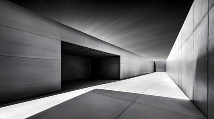 Obraz premium Abstract Monochrome Architecture, Concrete Pathway and Walls