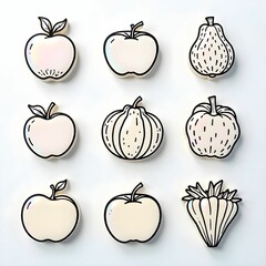 set of fruit and vegetables