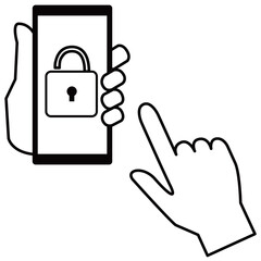 鍵が表示されているスマホを持つ手