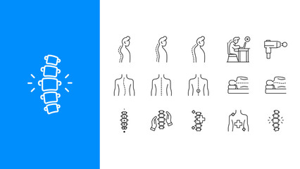 Back and posture problems icons.