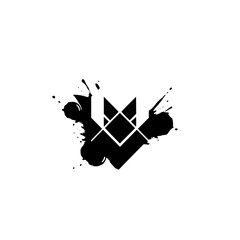 Abstract Black and White Geometric Logo Design: Ink Splatter Graphic