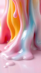 Pastel melting candy, glossy fluid abstract background, soft dreamy aesthetic.