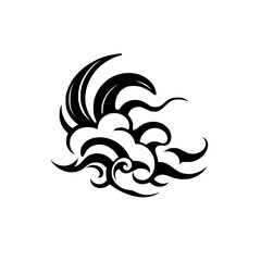 Fototapeta premium Tribal Wave Tattoo Design: Abstract Black Ink Graphic Illustration