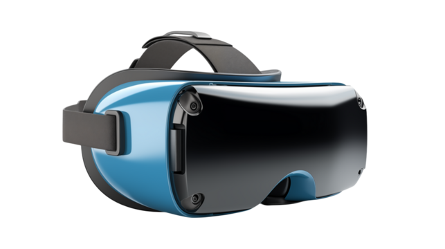 Futuristic Virtual Reality Headset Immersive Technology Blue VR Glasses 3D Experience Digital Gadget