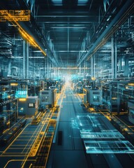 Fototapeta premium Panoramic View of a Cutting-Edge Electronics Manufacturing Facility Showcasing Advanced Technology and Innovation