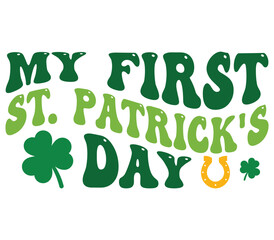 Fototapeta premium St Patrick Typography T-shirt with Four-Leaf Clover 