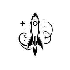 Rocket Launch: A Stellar Journey into Space Exploration.  Embark on a cosmic adventure with this dynamic rocket design, symbolizing innovation, speed, and the boundless possibilities of space travel.