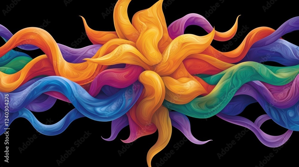 Poster dynamic colorful swirls abstract art digital creation vibrant environment close-up view artistic exp