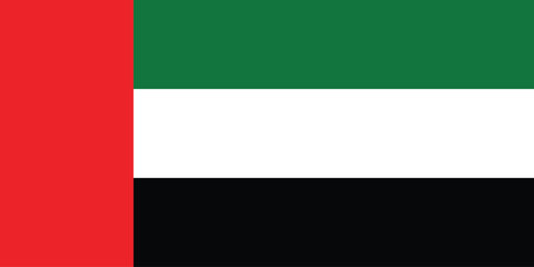 United Arab Emirates flag. The official ratio. Flag icon. Standard color. Standard size. A rectangular flag. Computer illustration. Digital illustration. Vector illustration.