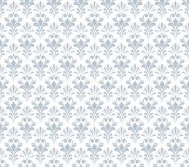 Floral pattern. Seamless vector background. Vintage wallpaper in the Baroque style. White and gray ornament for fabric, wallpaper, packaging. Ornate Damask flower illustration