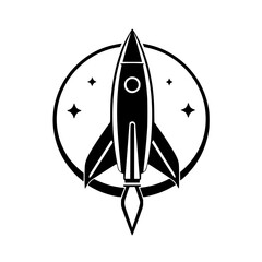 Space Rocket Launch: A Vector Graphic Icon of a Rocket Taking Off into the Cosmos, Symbolizing Innovation, Technology, and Space Exploration.
