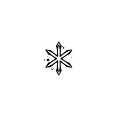 Geometric Snowflake: Minimalist Black and White Symbol Design