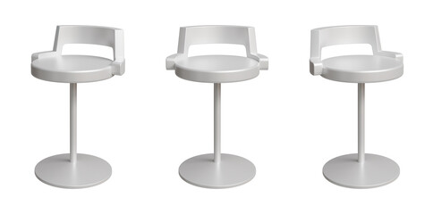 Set of white Modern bar chair isolated on a white background, 3d render