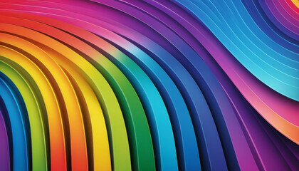 Vibrant abstract background with colorful layered curved stripes creating gradient wave patterns, modern design concept for creative projects