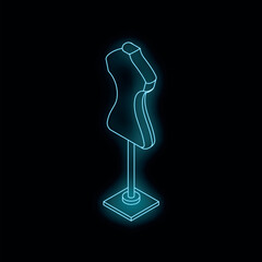 Obraz premium Neon blue mannequin illuminating the dark, symbolizing fashion trends and design