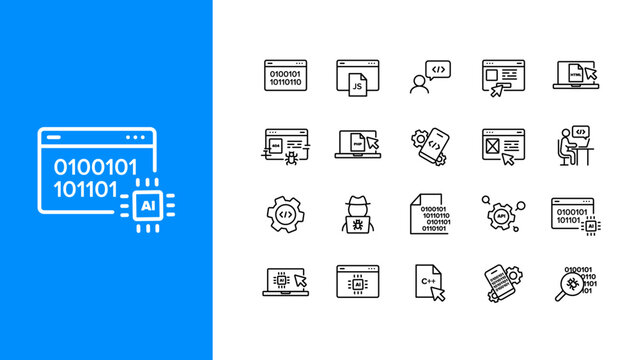 Programming coding icons.