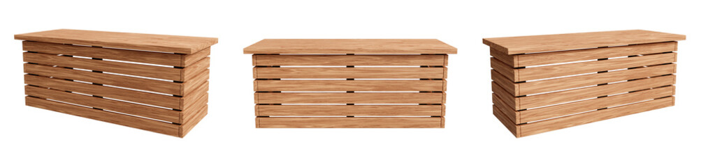 Wood Advertising booth stand mockup. Isolated on white background, attention-grabbing display designed to showcase products or services. wood blank kiosk, counter desk, table mock up, 3d render	