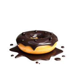 donuts with chocolate glaze topping isolated on white background, 3d render