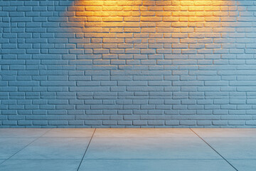 clean, textured gray urban brick wall illuminated by warm light, creating modern and inviting atmosphere. smooth floor complements wall design