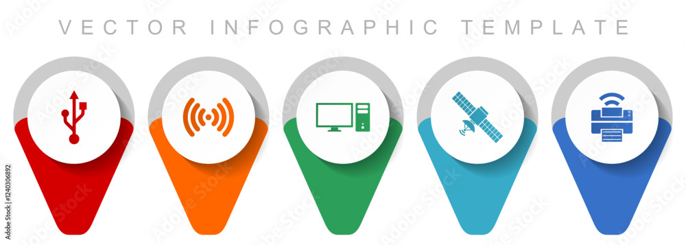 Poster technology pointer collection, miscellaneous icons such as usb, wifi, computer, satellite and printe