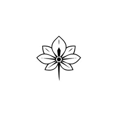 Elegant Black and White Flower Line Art: Minimalist Botanical Design, Perfect for Logos, Prints, and More!