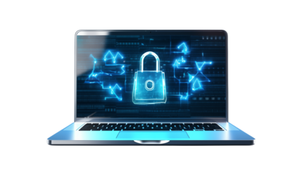 A sleek laptop displays a glowing padlock, symbolizing robust digital security and data protection in a world increasingly reliant on technology.