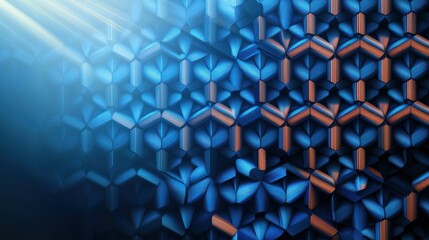 Fototapeta premium Abstract Blue and Brown Hexagon Geometric Pattern