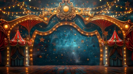 circus stage backdrop frame light background carnival
