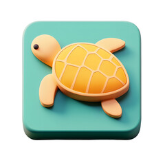 Cute 3D turtle app icon on teal background