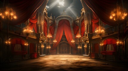 Obraz premium circus stage backdrop frame light background carnival