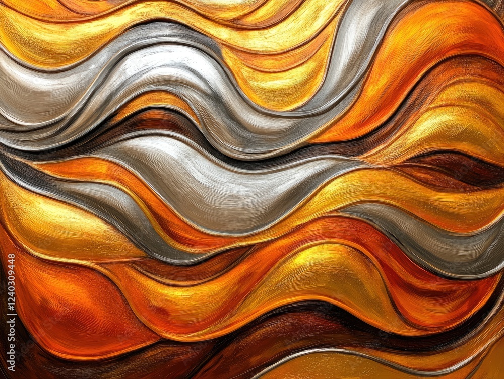 Poster dynamic wave patterns abstract art modern aesthetic studio setting close-up perspective visual harmo