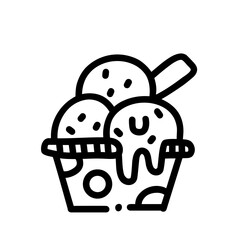 cute Ice cream summer food outline doodle illustaion