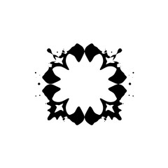 Abstract Black Ink Splash Mandala Graphic Design Element. Perfect for logos, branding, and decorative purposes.  High-resolution vector illustration.