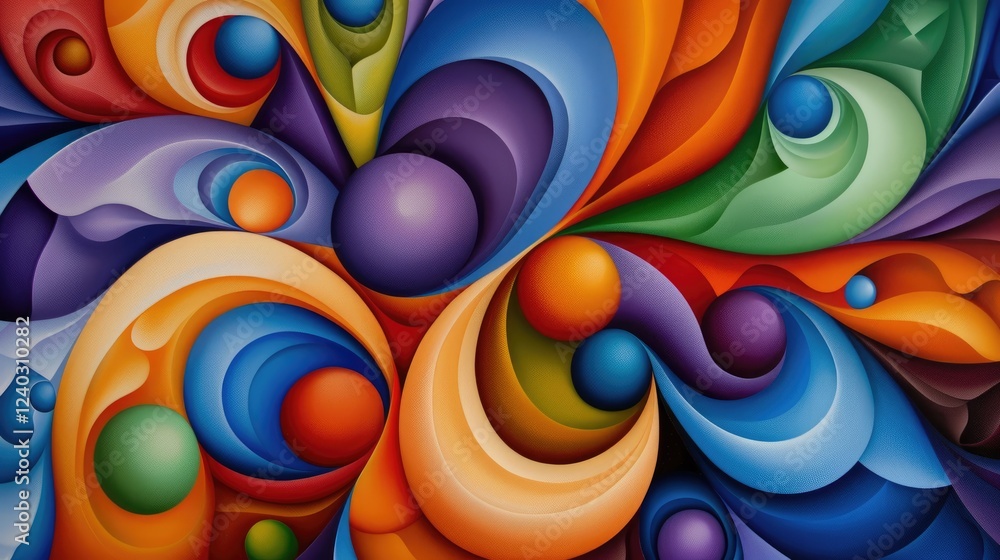 Poster dynamic swirls of color abstraction art studio digital creation vibrant atmosphere eye-level angle c