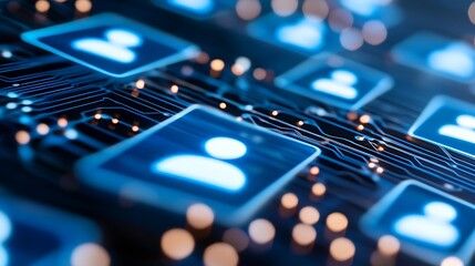 A Close-Up of a Circuit Board Featuring a Digital Profile Icon Representing Technology and Connectivity