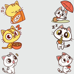 Cartoon Cat bundle line art and illustrator eps