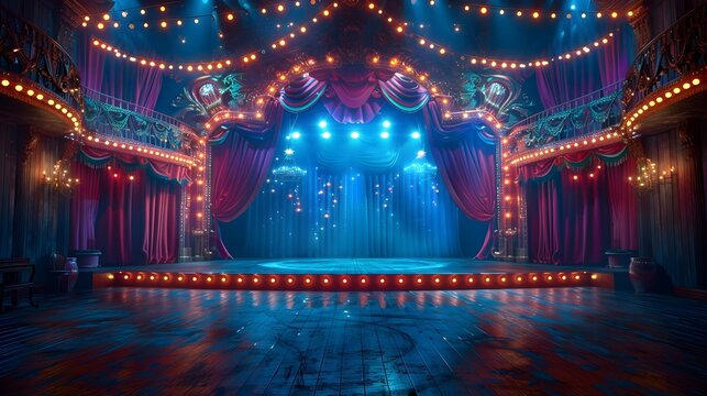 circus stage backdrop frame light background carnival