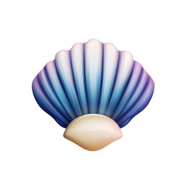 Ocean shell digital art, iridescent, background blur, website design