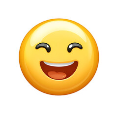 Fototapeta premium Happy emoticon, joyful expression, digital illustration, black background, website design