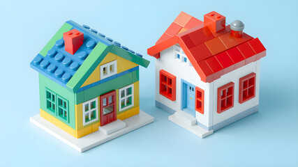 Colorful house made of toy bricks. Generative AI