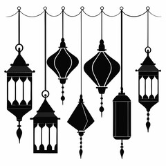 set of lamps vector