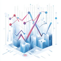 Obraz premium Abstract Digital Data Visualization with Colorful Graphs and 3D Geometric Shapes for Business and Analytics Illustration