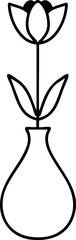 Minimalist and Aesthetic Tulip in Vase Vector Illustration, Simple Line Art for Modern Design.
