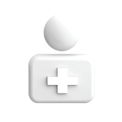 Obraz premium White 3D person adding user, medical cross, website background