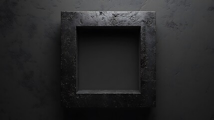 Dark stone frame, empty space, concrete background, product display